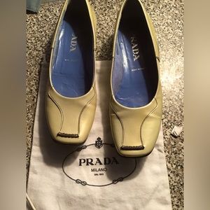 PRADA-Translucent Mint Green Patent Leather Flats/Ballet